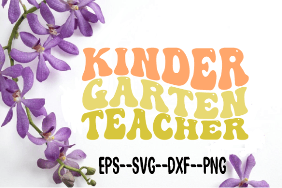 Reviewing the Kindergarten Teacher Retro Wavy SVG